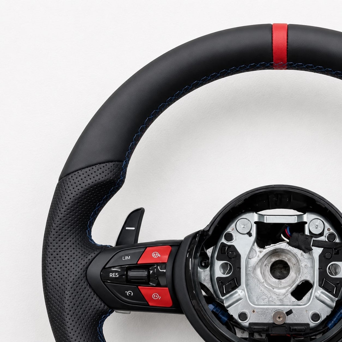 BMW Flat Bottom Steering Wheel — Red M Stripe & Buttons