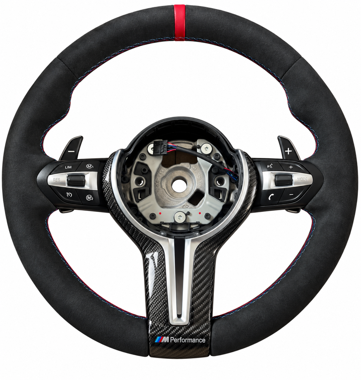 Alcantara Red Stripe Carbon Fiber Trim Steering Wheel
