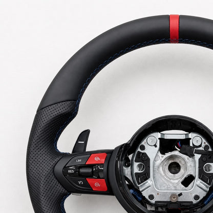 BMW Flat Bottom Steering Wheel — Red M Stripe & Buttons