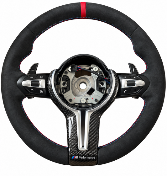 Alcantara Red Stripe Carbon Fiber Trim Steering Wheel